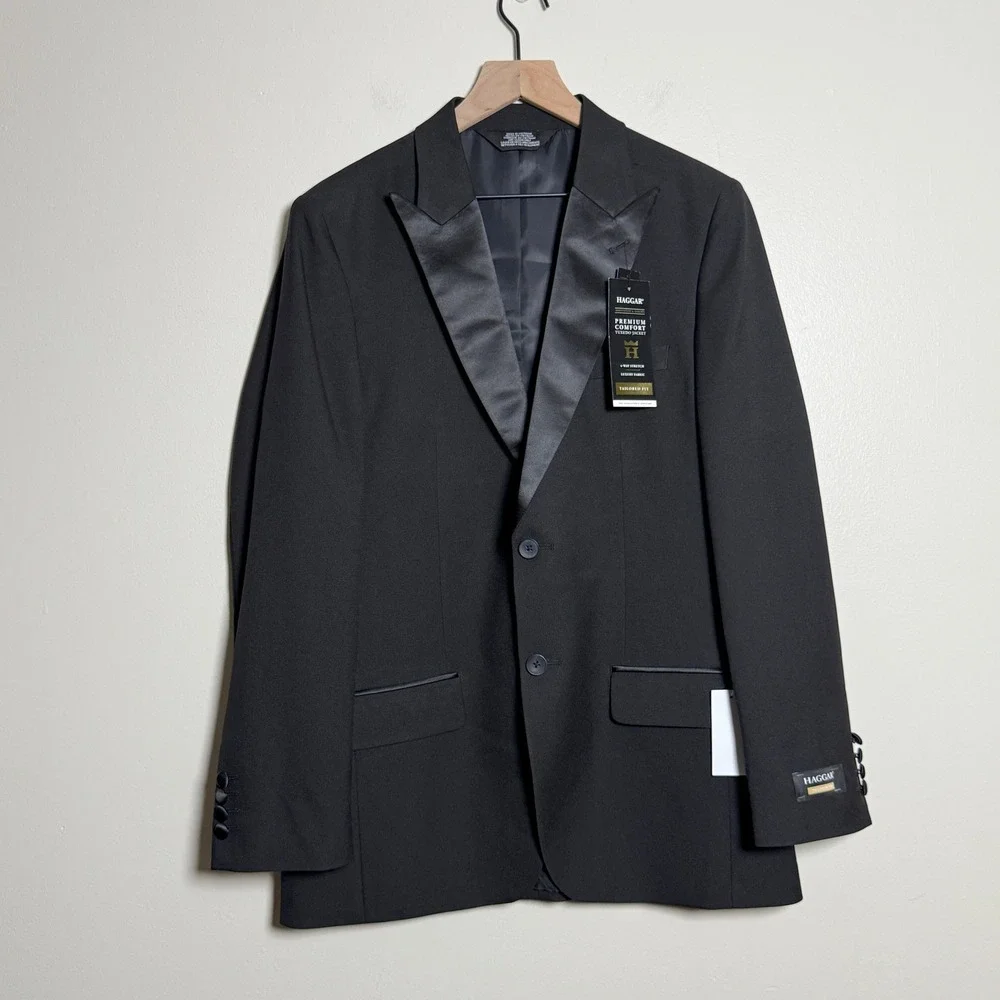 Haggar NEW Mens Premium Tuxedo Jacket 40 Regular Black Tailored Fit Event Formal